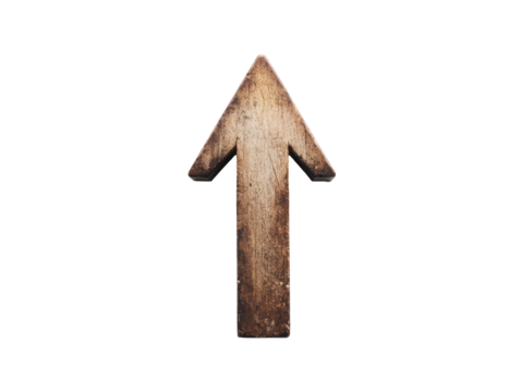 Isolated Wooden Arrow Pointing Up