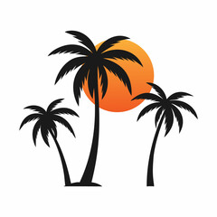 Fototapeta premium Silhouettes of Palm Trees and Setting Sun