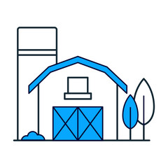 Barn and Silo Icon. Farming and Agricultural Facility Illustration.