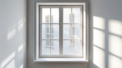 Fototapeta premium Dreamlike white window in minimalist room interior design soft light tranquil environment artistic viewpoint serene concept