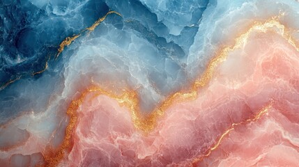 Fototapeta premium Abstract Pink and Blue Marble Texture with Gold Veins: A Serene and Elegant Design