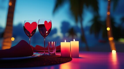 Candlelit dinner table in a cozy restaurant - generated AI