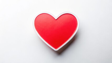 Obraz premium A red heart shape sticker isolated on a white background, with subtle gradient effects and soft focus for a romantic ambiance, isolated design, love symbol