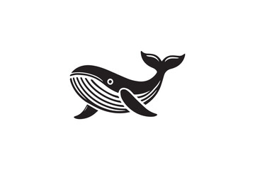  black-and-white simple whale  vector silhouette 
