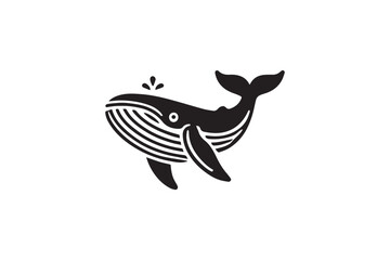  black-and-white simple whale  vector silhouette 
