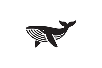  black-and-white simple whale  vector silhouette 