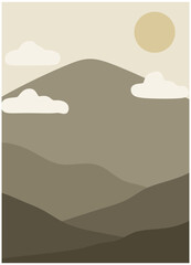 Fototapeta premium desert boho wall art. soft brown wall decoration. boho desert landscape. oasis wall decor.
