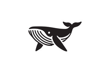  black-and-white simple whale  vector silhouette 
