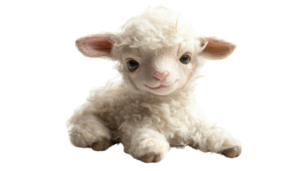Soft toy lamb on transparent background 
