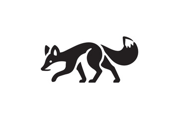  black-and-white simple fox sneaking vector silhouette 