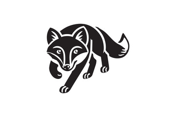  black-and-white simple fox sneaking vector silhouette 