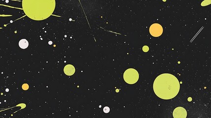 Vibrant Yellow Splashes on a Bold Black Background Creating Artistic Expression