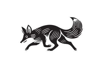  black-and-white simple fox sneaking vector silhouette 