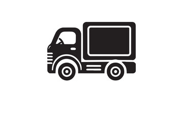  black and white simple delivery truck vector silhouette 