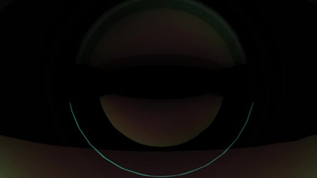 Animation of a lens moving onto the screen, transition, beautiful lens with glare. 4K