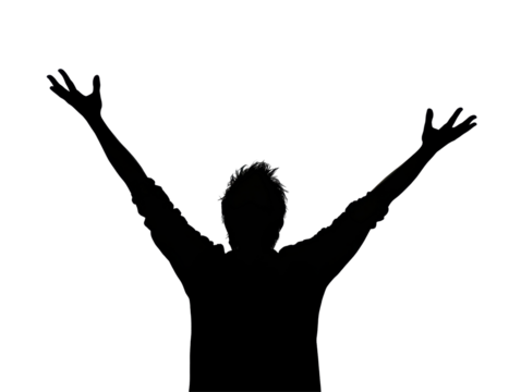 Isolated Person Silhouette with Arms Up - Powered by Adobe