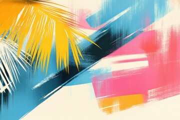 Abstract tropical art with bold colors palm design