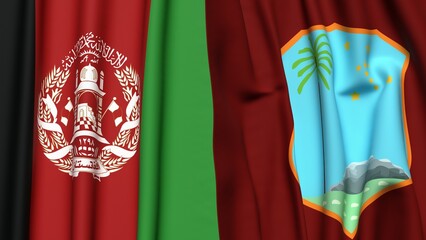 Flags of AFGHANISTAN and West Indies  with realistic cloth texture