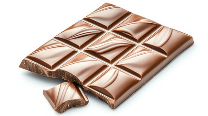 Delicious chocolate bar with a bite taken out.