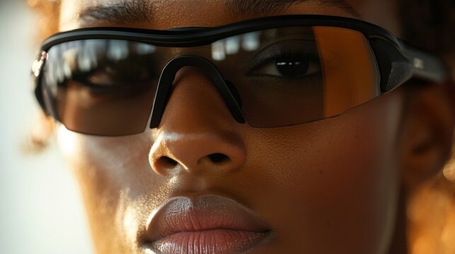 a close-up shot highlighting the careful, deliberate movements of a cyclist donning a specialized pair of dark, lightweight cycling glasses in anticipation of their training regimen in a natural