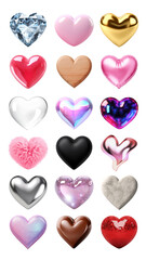 Fototapeta premium 3d hearts png cut out set