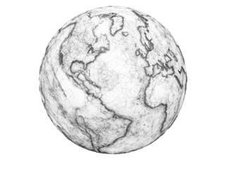 Isolated 3D Rendered Wireframe Earth Globe