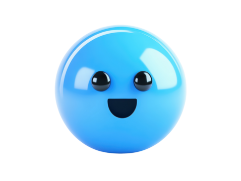 Isolated 3D Rendered Blue Smiley Face