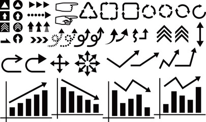矢印のアイコンセット（モノクロ）