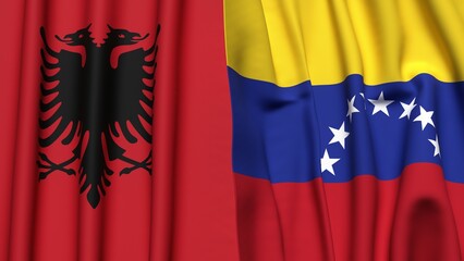 Flags of ALBANIA and Venezuela  with realistic cloth texture