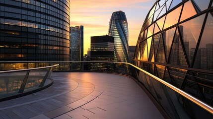 Fototapeta premium Modern City Rooftop Terrace at Sunset