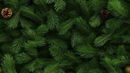 Seamless Green Background Featuring Lush Christmas Fir Tree Foliage for Festive Designs and Holiday Themes