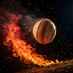 cricket ball on fire