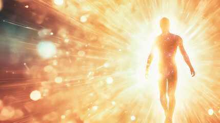 Obraz premium Glowing person with aura on right side