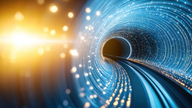 Train Futuristic Tunnel Design Close up of the intricate details and glowing lines within a hyperloop tunnel, emphasizing technology.