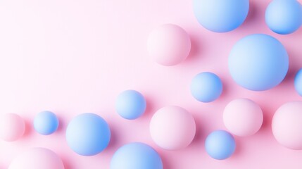 Pastel Pink and Blue Spheres Abstract Composition, Pink Background, 3D Render, Minimalist, Sphere, Abstract Background Abstract, Minimalist