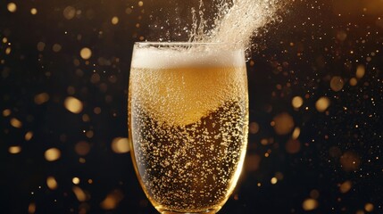 Sparkling cocktail bubbles rising elegant glass macro shot festive environment celebratory concept