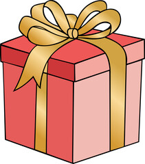 colourful modern gift box with glassy ribbon hand drawn vector image with transparent background 