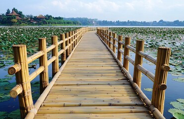 Obraz premium wooden bridge over the river