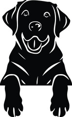 Black and white silhouette vector illustration of a Labrador Retriever dog
