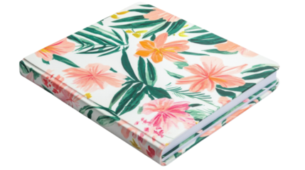 Notebook with flower pattern on transparent background