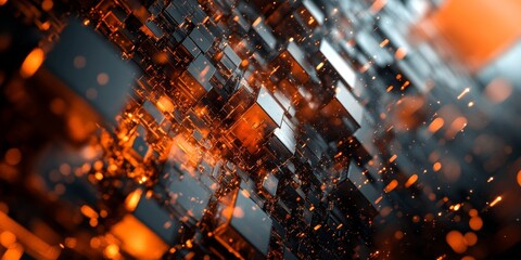 Futuristic abstract fragments, 3D render, Generative AI