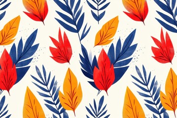 Autumn leaves pattern with bold colors