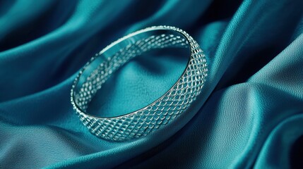 Fototapeta premium Intricate platinum necklace macro shot luxury display elegant environment reflective surface premium mood