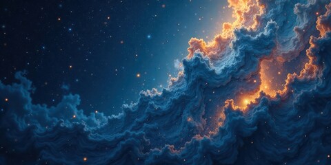 Obraz premium Celestial Cloudscape A Dreamlike Vision of Illuminated Night Skies and Serene, Rolling Clouds