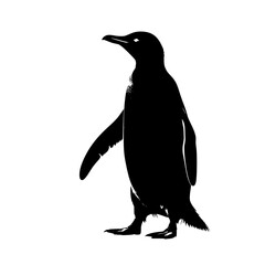 penguin on a branch white silhouette vector