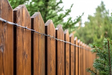 Fototapeta premium wooden fence and green grass