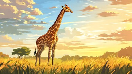 Obraz premium Giraffe against the background of nature