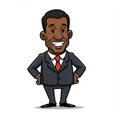 Obraz premium Confident Smiling African American Businessman Cartoon Illustration