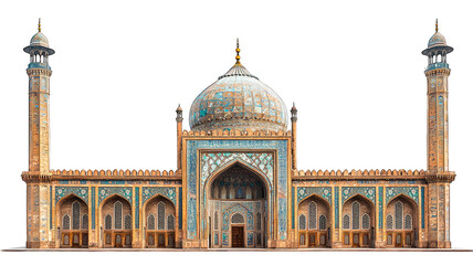Obraz premium Ornate mosque exterior, detailed architecture, clear sky background, religious or travel use