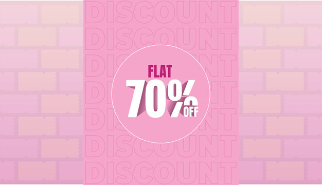Trendy abstract Flat 70% off templates. Vector voucher Icon fashion bright background design with information sample text.